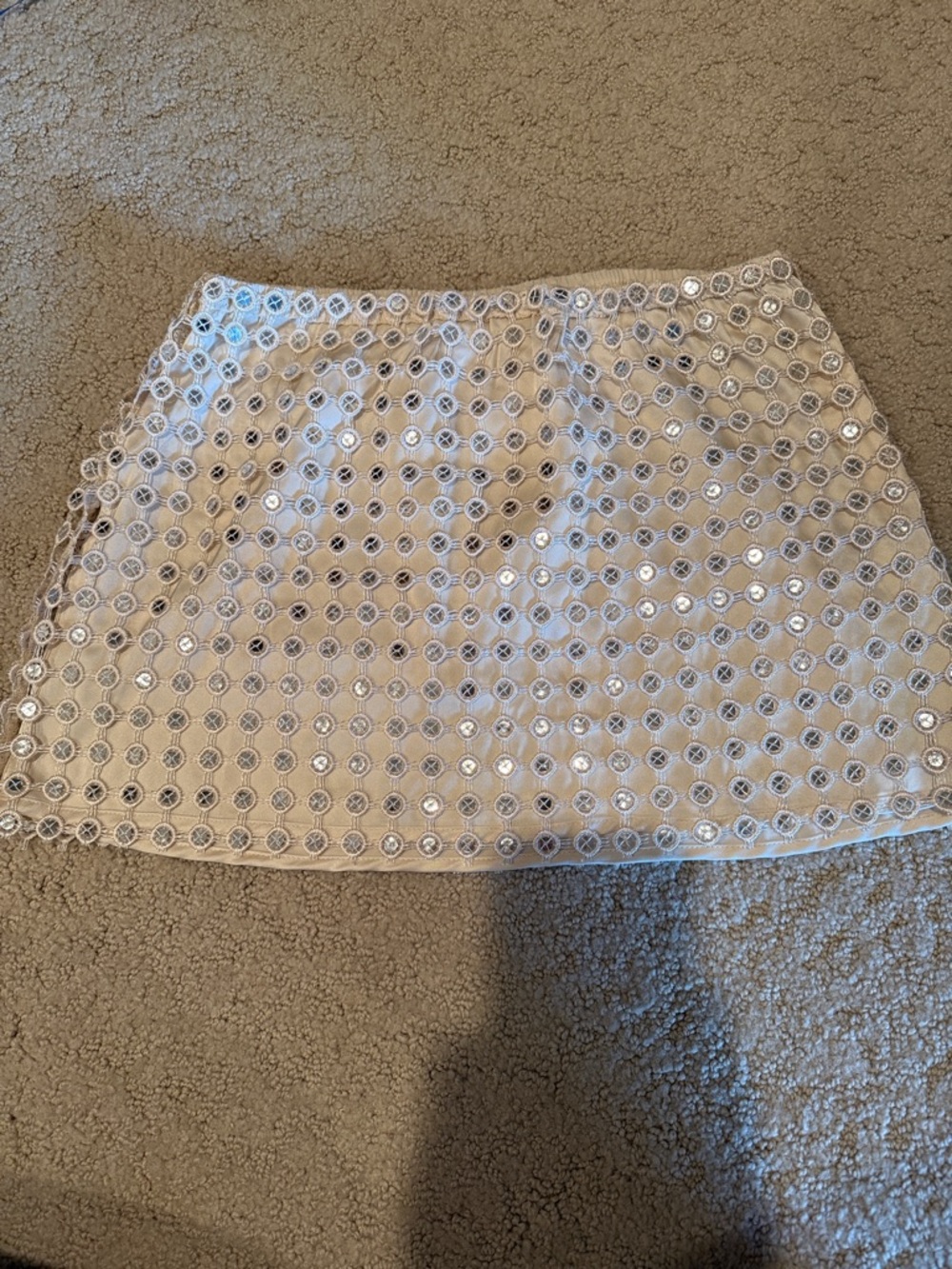12th Tribe Beige Mini Skirt with Circular Sequin Detail